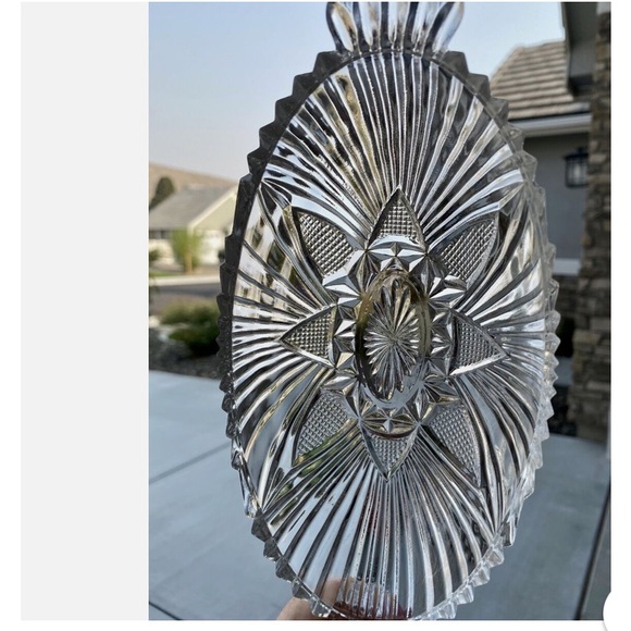 🔥Hazel Atlas Glass Line 573 Clear Fan & Triangle Pattern Pressed Glass🔥Vintage - Picture 1 of 8